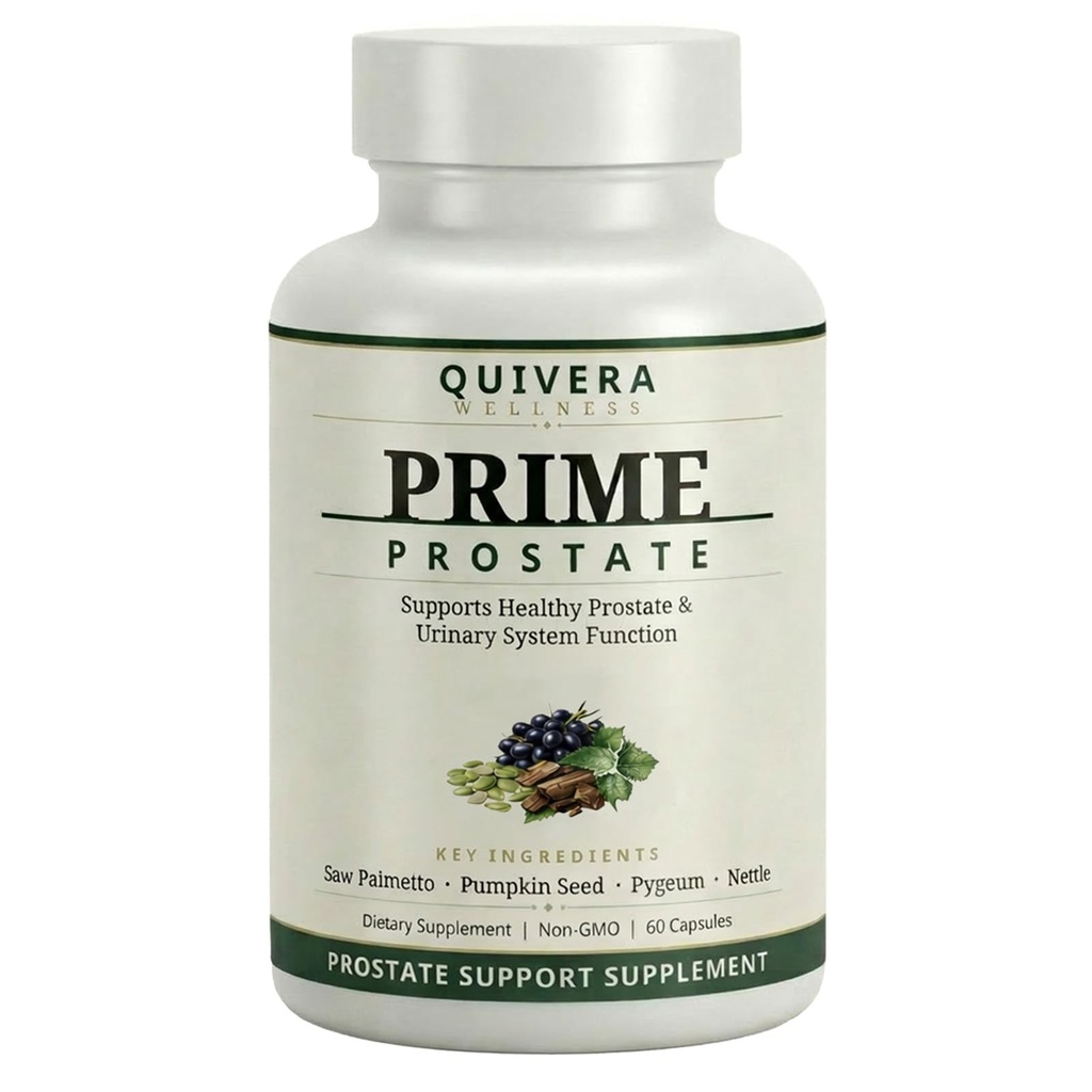Rrime Prostate Quivera Wellness Support Supplement for Men - Prostate and Bladder Support Capsules with Saw Palmetto, Pumpkin Seed, Pygeum & Nettle, Urinary System Function, Non-GMO, 60 Capsules