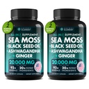Secret Element Irish Sea Moss Black Seed Oil Ashwagandha Ginger, 20,000mg Capsules, Seamoss Black Seed Oil Ashwagandha Burdock Root, All in One Supplement, 120 Capsules, Pack of 2