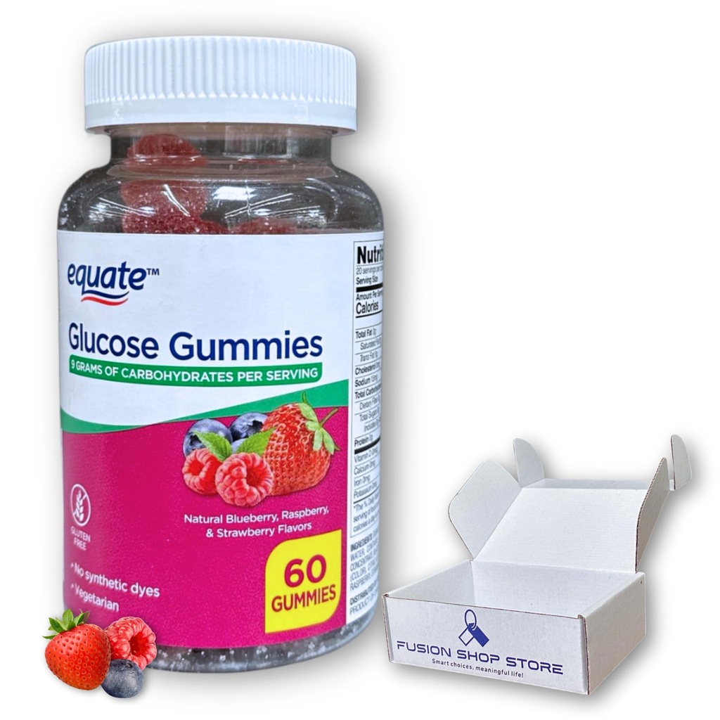 Glucose Gummies- Blueberry Raspberry and Strawberry Flavor, 60ct (Pack of 1), Boxed by Fusion Shop Store