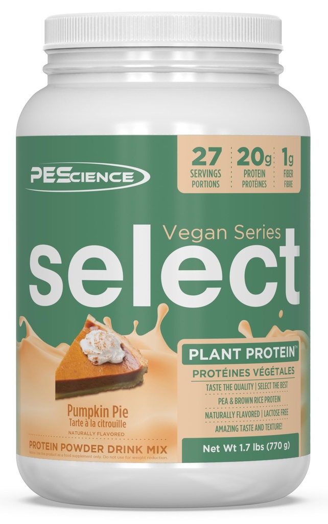PEScience Select Vegan Protein Powder, Plant Based Protein Powder, Amazing Taste, Smooth Texture, Pea and Brown Rice Blend, Dairy Free, Lactose Free, Gluten Free - Pumpkin Pie, 27 Servings