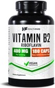 Healthfare B2 Riboflavin 400mg | 180 Veg Capsoules | Supplement | Glute-frees | Not-GMO