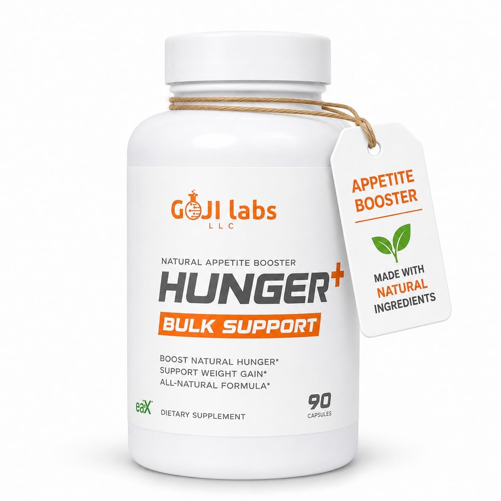 Hunger+ Natural Appetite Booster for Men and Women | Weight Gain Pills & Appetite Stimulant | Increase Hunger, Eat More, Build Muscle | Stimulant-Free Formula | 90 Capsules | 30-Day Supply