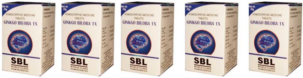 Ginkgo Biloba 1x Tablety SBL Homeopatia - 25g (Pack of 5)