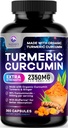 Turmeric Curcumin Supplement - 1750mg Organic Turmeric Per Serving - 95% Curcuminoids, Ginger & BioPerine Black Pepper for Best Absorption - Natural Vegan Joint Support, Bottled in USA - 360 Capsules