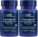 Life Extension Pycnogenol – French Maritime Pine Bark Extract – Scientifically Studied Healthy Aging & Vascular Health Supplement-– Non-GMO,Gluten-Free,Vegetarian-– 60 Capsules,(Pack of 2)