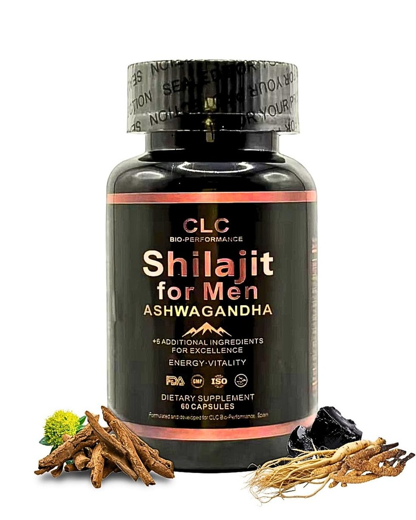 Shilajit for Men & Ashwagandha Supplement Pure Himalayan Shilajit Capsules for Natural Energy, Stamina & Focus Brain Health Support 60 Veggie Capsules