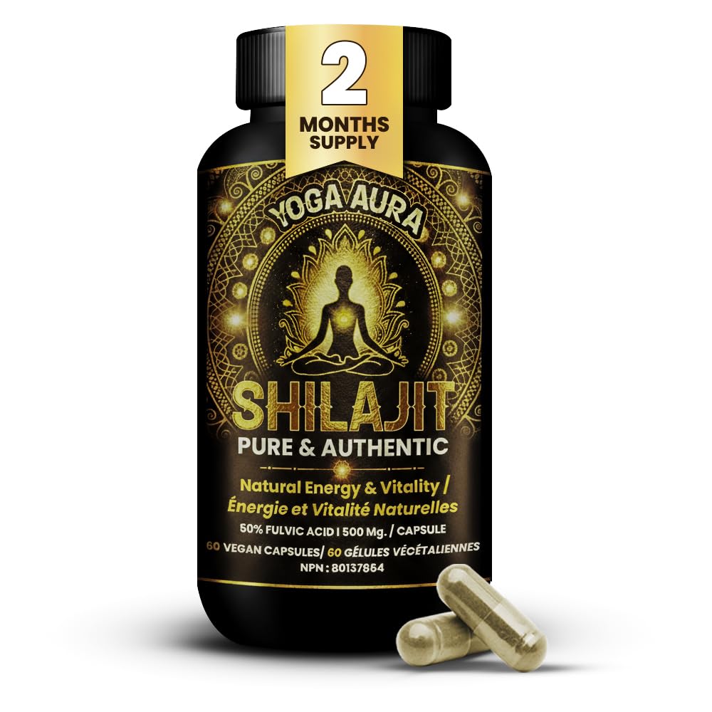 Organic Himalayan Shilajit Resin Extract - 500mg Max Potency, Lab Tested Pure Shilajit for Men & Women, 85+ Trace Minerals Fulvic Acid, Immune Support, Energy, Cognition, 2 Month Supply, 60 Capsules