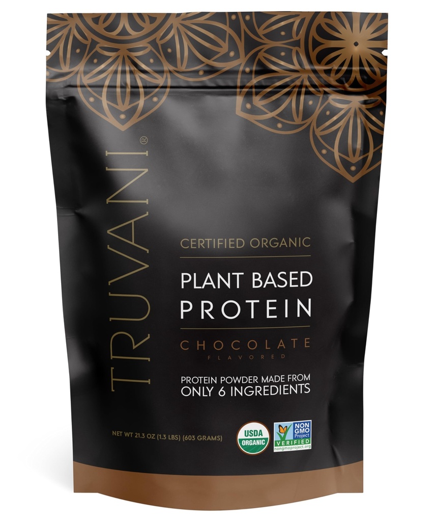 Truvani Organic Vegan Protein Powder | Chocolate | 20g Plant Based Pea Protein | 18 Servings | Keto | Gluten & Dairy Free | Low Carb | No Added Sugar