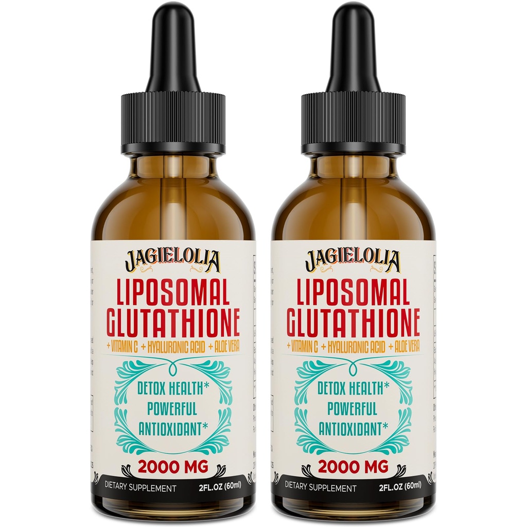 Jagielolia 2000MG Liposomal Glutathione Liquid, Made in The USA, Reduced Glutathione Supplement, Enhanced Absorption, Non-GMO, Powerful Antioxidant for Immune System, Energy, Aging Defense, 4 Floz