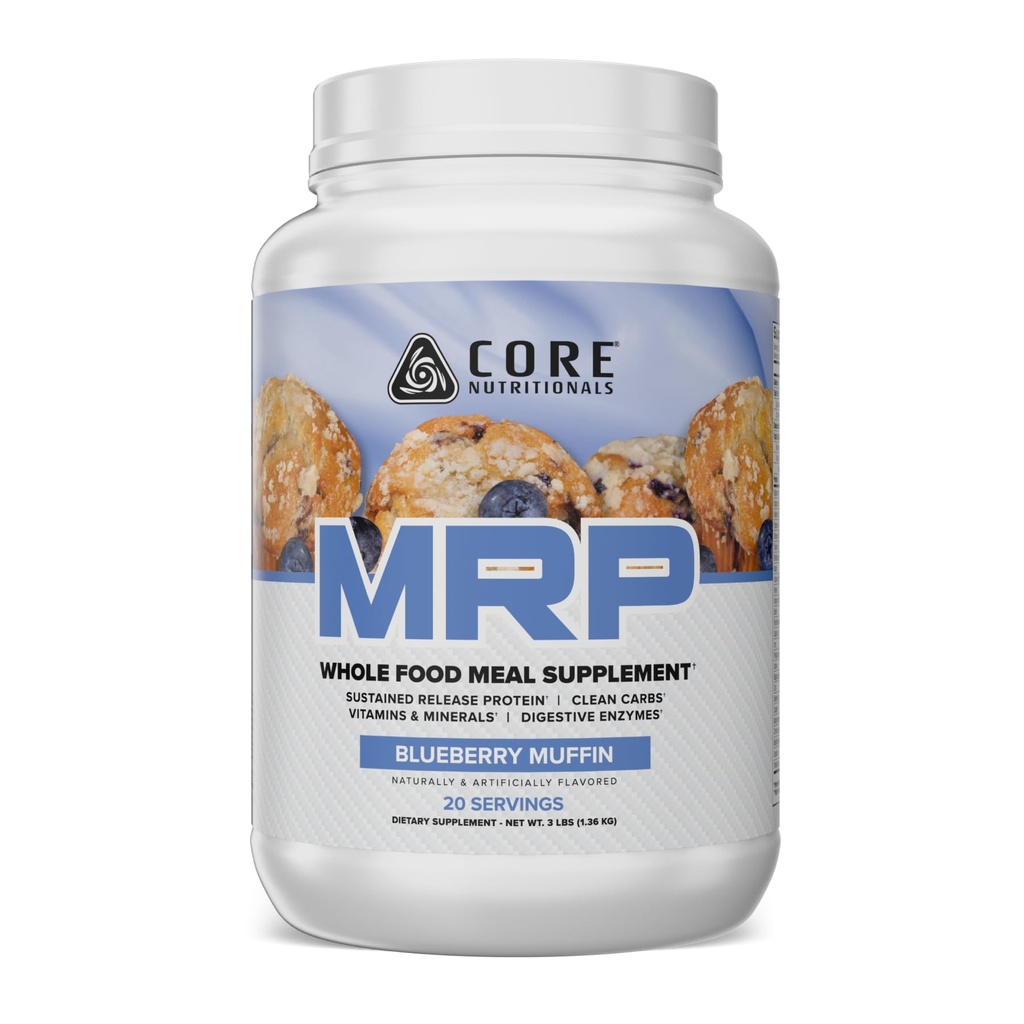 Core Nutritionals MRP Full Spectrum Meal Replacement | Whey Protein Blend + Low Glycemic Carb Blend | 27g Protein | 3 Pound (Blueberry Muffin)