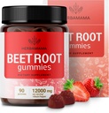 HERBAMAMA Beet Root Gummies - 12000mg Beets vermellos con Black Pepper Extract para soporte global - Vegan, non-GMO Antioxidant Supplement - 90 Pectin-Based Strawberry-Flavored Chews