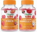 Životaschopné prebiotické Fiber Kids + vápnik horčík a zinok deti, Gummies Bundle - veľké ochutnávka, vitamín doplnok, bez lepku, bez GMO, Žuvacia Gummy