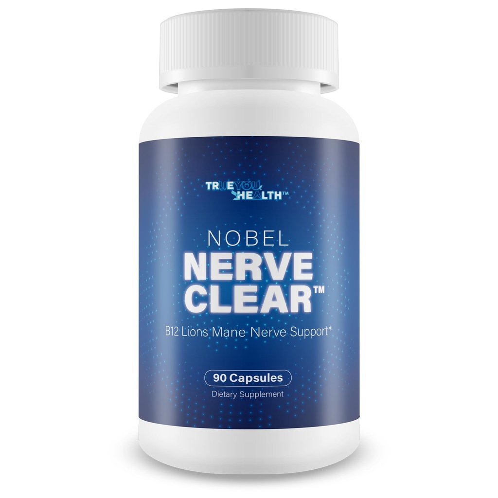 Nobel Nerve Clear - Advanced Nerve Support Supplement - Lions Mane Mushroom, Magnesium, & Vitamin B12 Complex For Nerves - B Vitamins For Nerve Repair - Magnesium Supplement For Nerves And Sleep