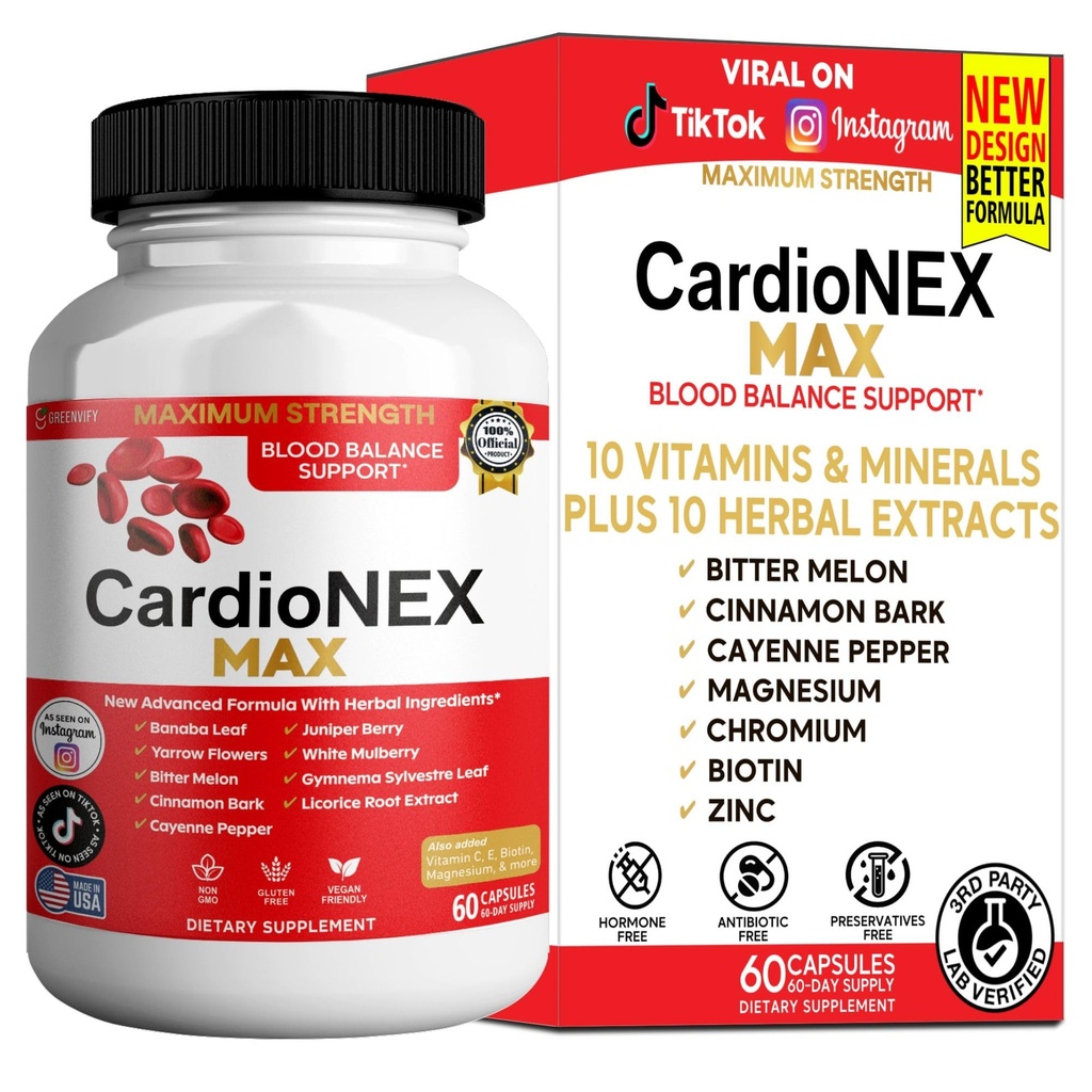 CardioNEX MAX Blood Support Supplement, Natural Cardiovascular Wellness Formula, 60 Capsules