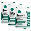 Neuro Patch - Focus & Brain Support - Natural Caffeine + L-Theanine + Rhodiola + Black Pepper Extract - Sugar Free Nootropic Cognitive Brain Focus Patch - 30 Pieces (3 Pack (90 Patches))
