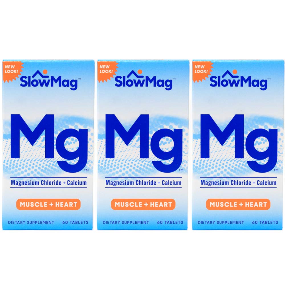 Slow Mag Magnesium Chloride with Calcium, 60 Tablets Each (Value Pack of 3)