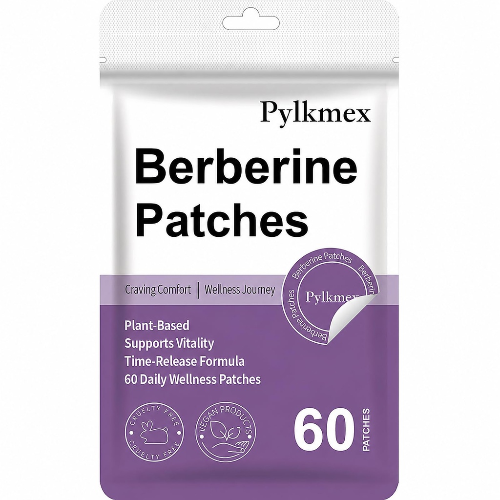 Berberine Patches with L-glutamine, Pomegranate, and Cinnamon, Premium Plant-Based Formula for Women & Men | 60 Count Supply