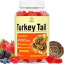 Turkey Tail Mushroom, Turkey Tail (100% Fruiting Body, 40% Beta Glumans) tambahkan Black Pepper, Jamur untuk Gut, Energi, Otak & Imune Dukungan, Mixed Berries Flavor 124; Vegan, Non-GMO, 60
