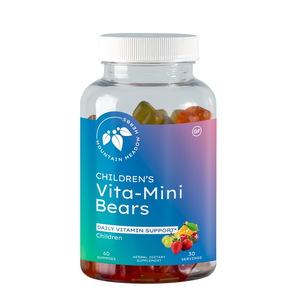 Mountain Meadow Herbs Vita-Mini Bears for Children | Multivitamin with Biotin, Folic & Pantothenic Acid, Iodin, Zinc | for Children’s Healthy Development | Fruit Gummies, 60 ct.