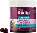 Productes de Puritys MyBiotin Gruixical Gruixats (Gruest) que comença en 3 setmanes i lluita en Wantles - MB40X Bintant Matrix w/Astrixant - 40X Més Soluble contra Biokin 30 Berry Gumy Chews