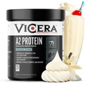VICERA A2 Protein Powder, Vanilla Creme, 25 G Protein per Serving, Organic A2/A2 Whey Casein Blend with Probiotics and Celtic Sea Salt, Gluten Free Workout Supplement, Non GMO, 20 Servings, 27.4 Oz