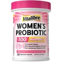Vitalibre Probiotics for Women 100 Billion CFU 15 Strains, DailyProbiotic & Prebiotic Supplement with Organic Cranberry to SupportVaginal, Digestive, Immune Health, Shelf Stable, 60 Vegan Capsules