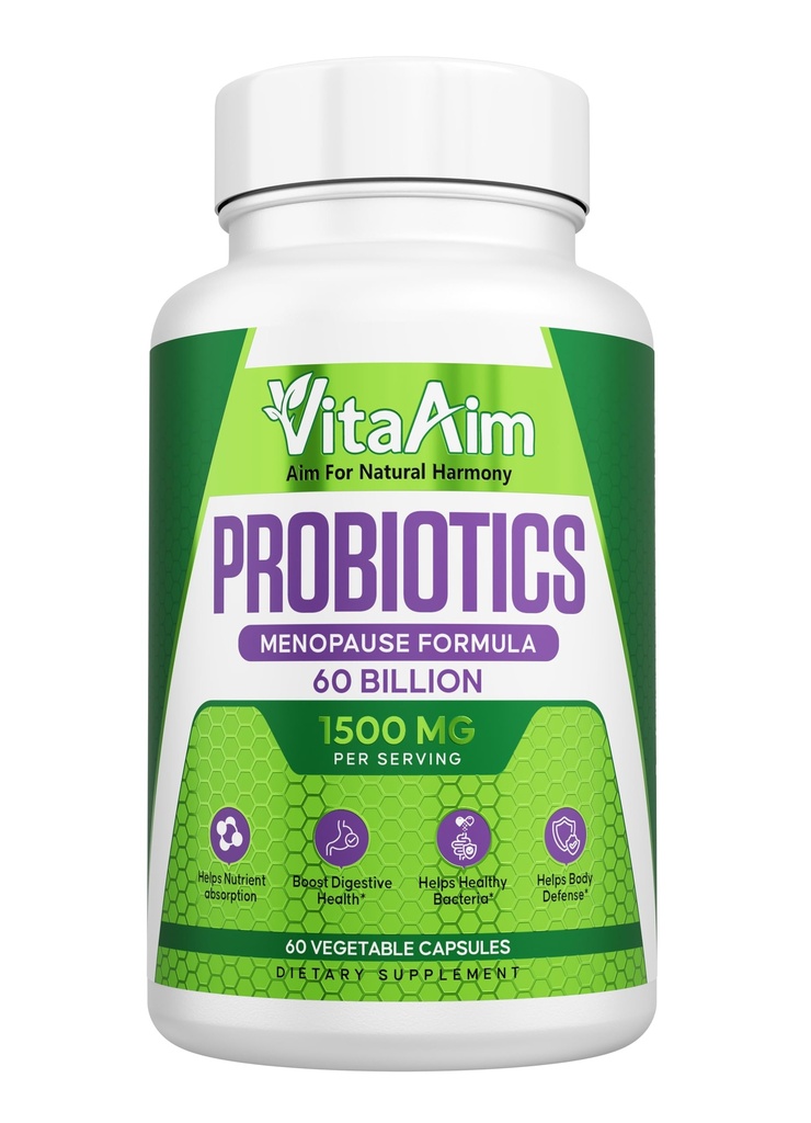 Probiotics for Women 60 Billion CFU, Menopause Formula with Prebiotics, Cranberry Extract and Digestive Wellness Support, Vegan Probiotic Supplement, 60 Capsules