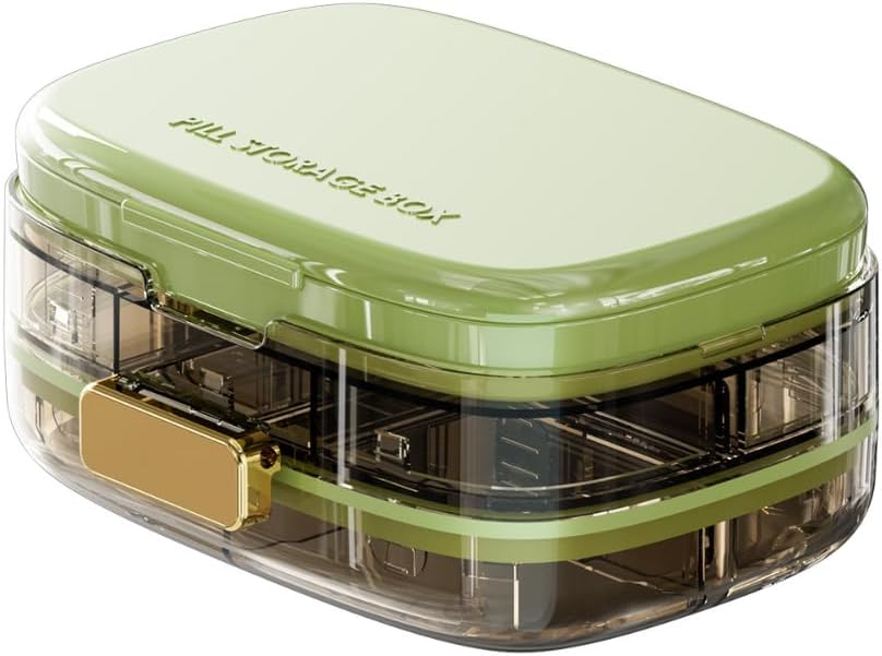 Pill Organizer mit Extra-Ausstattung für Plaster & Swabs, Tragbare Medikamente & Beilagen Container, Große Pille Fall für beide Home & Reisen (Grün)