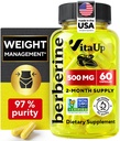 VitaUp Berberine Supplement 500mg - USA Made Berberine 500mg - Non-GMO Berberine HCL - Berberine Supplements for Weight Management, Energy, Immune Support - 60 Capsules