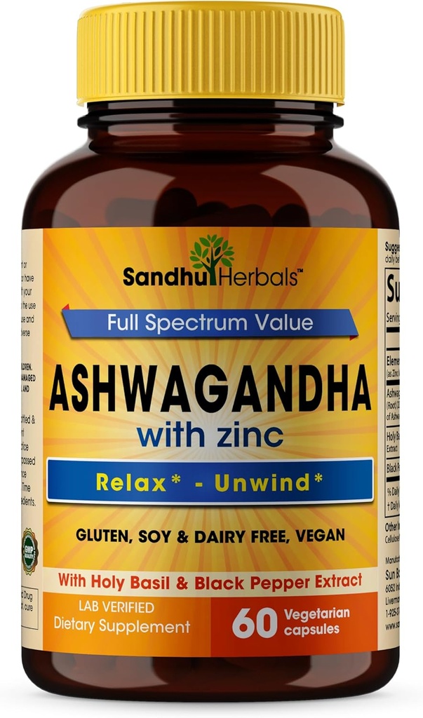 SANDHUHERBALS Sandhu Herbals Ashwagandha Papildinājums 