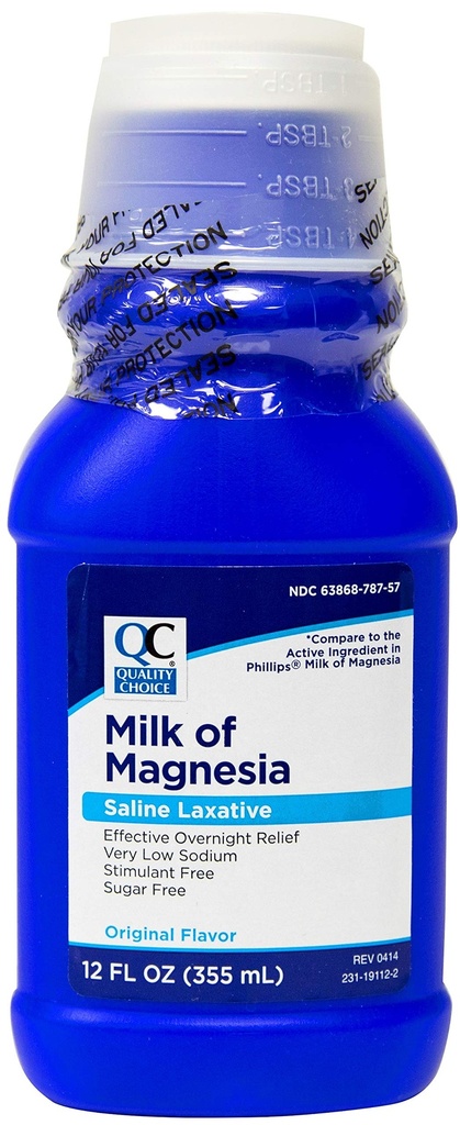 Quality Choice Milk Of Magnesia Original Flavor 12 Fluid Ounces (355ml) , Plastic Bottle (Pack of 6)
