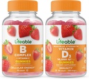 B Complex + วิตามิน D 10000 IU, Gammies Bundle - Great Thasting, วิตามิน Supplement, Glute free GMO ฟรี, เคี้ยวได้