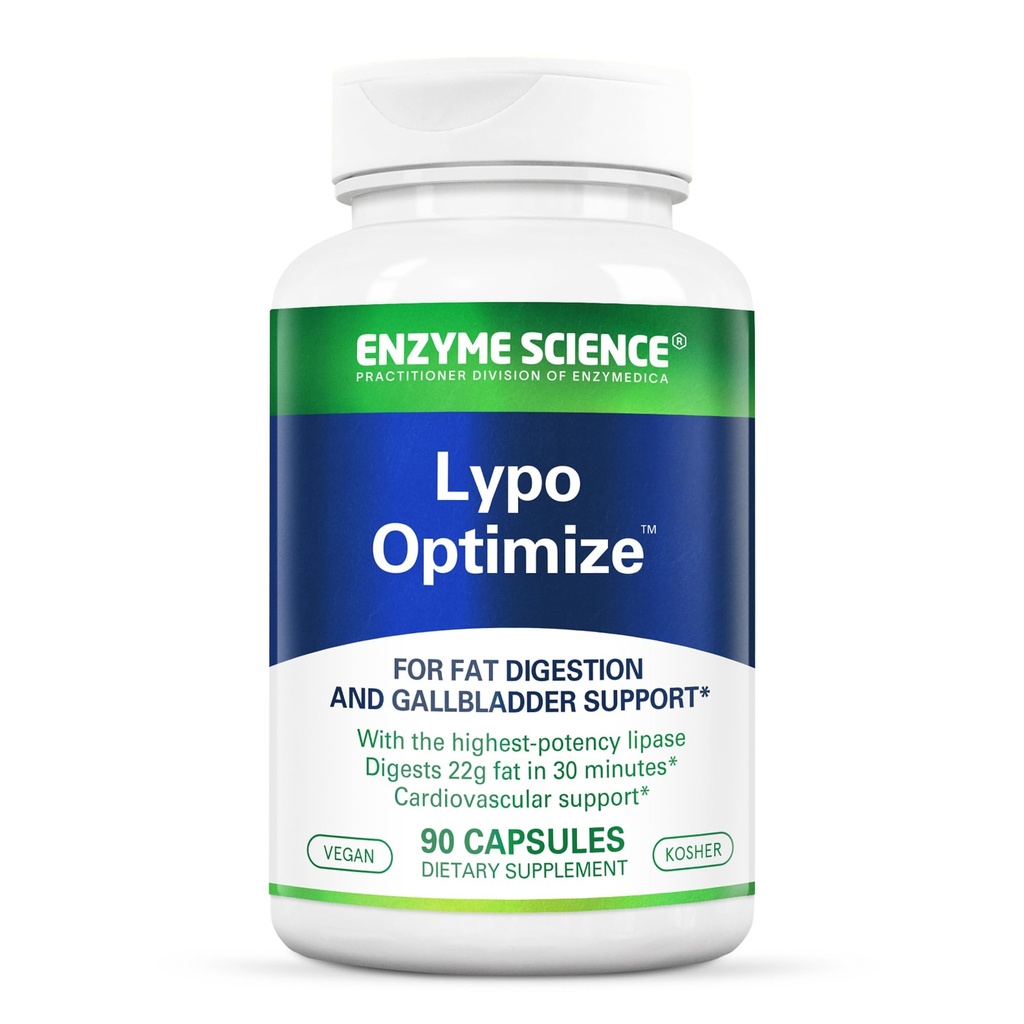 Enzyme Science Lypo Optimize – Advanced Lipase Digestive Enzyme Formula for Fat Digestion & Gut Support – Vegan & Kosher Capsules – 90 Count