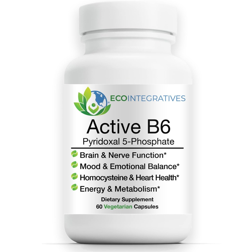 Active B6 Pyridoxal 5-Phosphate - 33.8mg P5P, Bioavailable B6 Co-Factor for Energy & Nerve Integrity, Cardiovascular Function, Non GMO, Soy Free, Zero Fillers - 60 Vegetarian Capsules