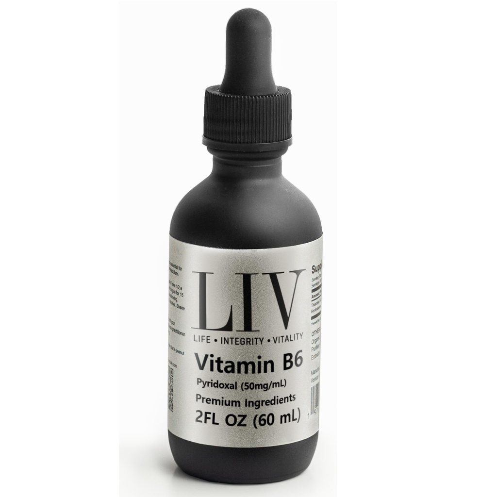 LIV Liquid Vitamin B6 (Pyridoxal-5-Phosphate) 50 mg per Serving – Fast-Absorbing Liquid Drops – 2 fl oz (60 mL)