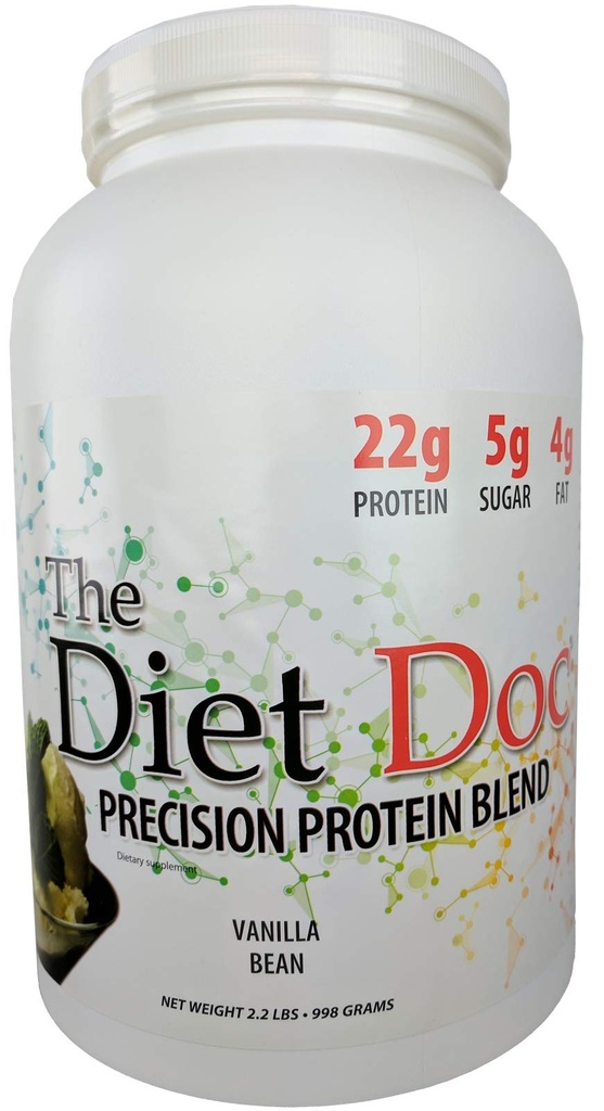 Precision Protein Blend- 100% Grass Fed Whey Protein Concentrate and Isolate Blend - 22g of Protein - 32 Servings - 2.2lb - Vanilla Bean