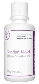 Gentian Violet Topical Solution First Aid Antiseptic 2% 2-Oz Made in USA by Podiatree Company 10% Alcohol HUMCO
