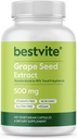 BESTVITE Grape Tohumu 500 mg (120 Vejetaryen Capsules) - No Stearates - Standardized to% 95 Polyols