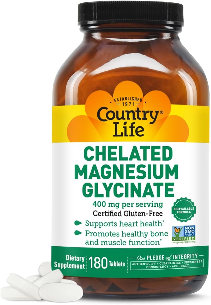 Country Life Chelated Magnesium Glycinate 400mg 