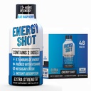 Blue Raspberry Extra Strength Energy Shot 48 pk – 260mg Natural Caffeine B12 B6 – Energy & Focus Support – 2 Servings Sugar Free Zero Calorie Green Tea B-Vitamins Electrolytes Vegan – 1.93 fl oz
