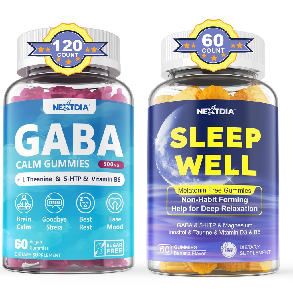 Nextdia GABA Gummies,Melatonin Free Natural Sleep Gummies