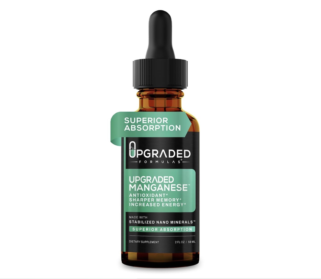 Upgraded Formulas Manganese Supplement with Liquid Nano Minerals - Antioxidant, Sharper Memory and Increased Energy - Vegan, Paleo (2 Fluid Ounces)