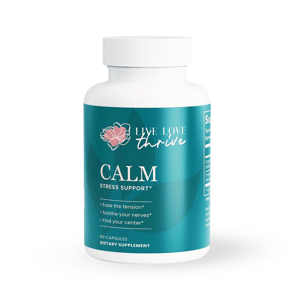 Calm Ashwagandha Supplement 650mg with Black Pepper – Supports Stress Relief, Mood Balance & Relaxation – Adaptogen for Daily Wellness – 60 Capsules
