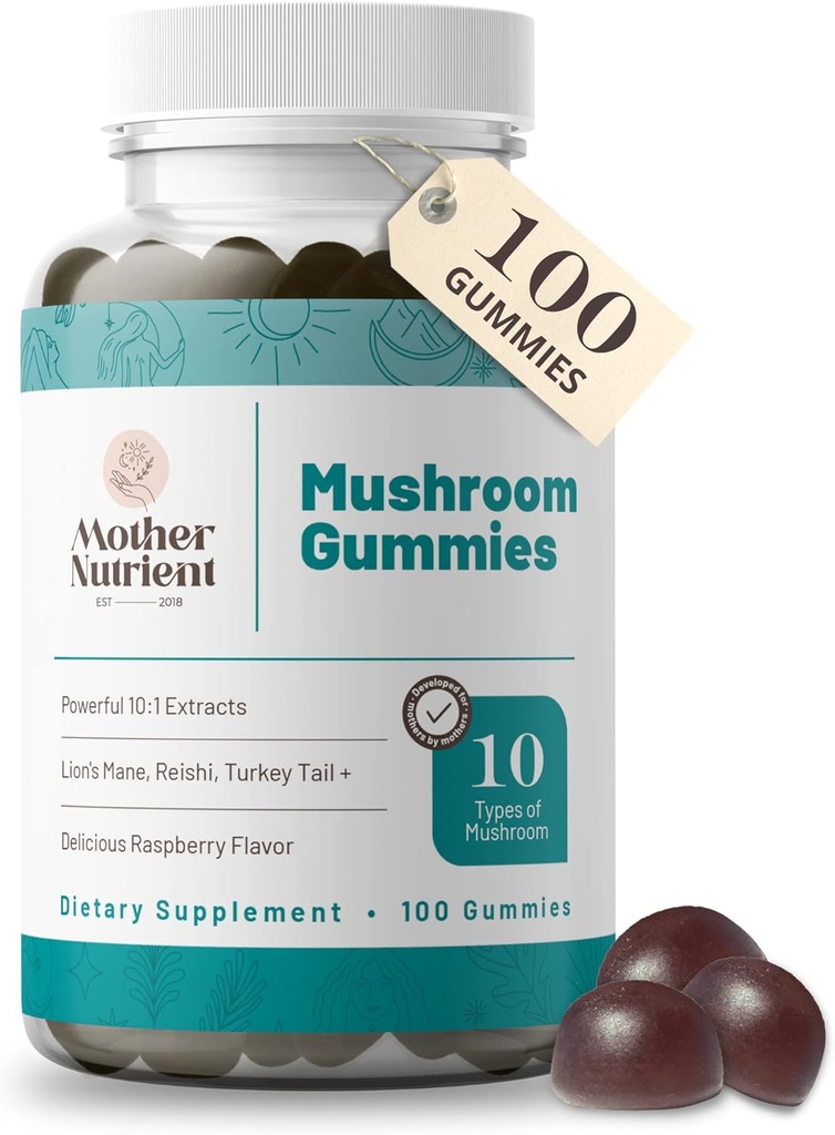 Mushroom Supplement Gummies- Pure Extract Multi Mushrooms Supplement- Chaga, Reishi, Cordyceps & Lion's Mane - 50 Day Supply Chewable Gummies (100 pcs)