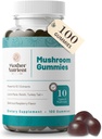 Mushroom Supplement Gummies- Pure Extract Multi Mushrooms Supplement- Chaga, Reishi, Cordyceps & Lion's Mane - 50 Day Supply Chewable Gummies (100 st)