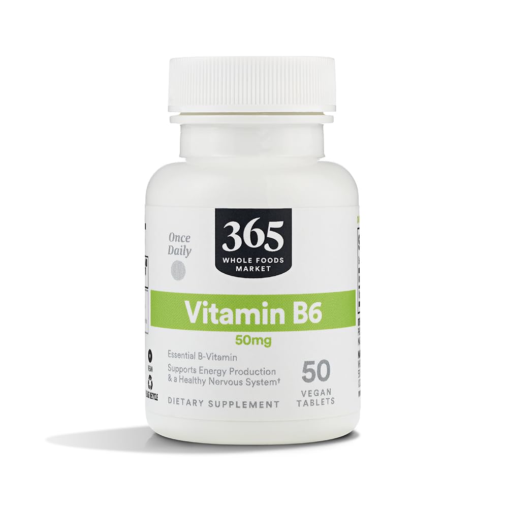 365 by Whole Foods Market, Vitamin B6 50mg, Vegan, 50 Tablets