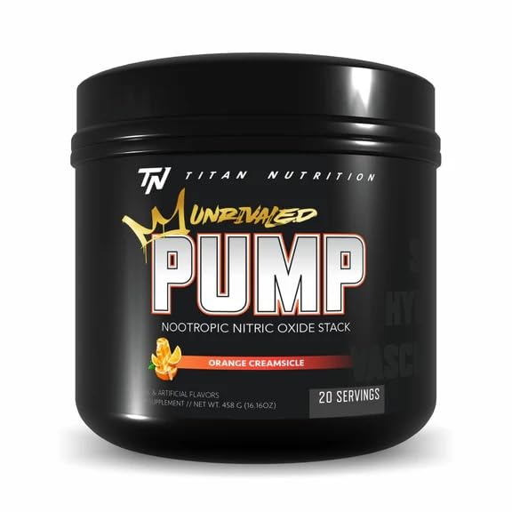 Titan Nutrition Pump Unrivaled – 10 g Pure L‑Citrulline Nitric Oxide Boost, Stimulant‑Free Nootropic Pre‑Workout with Beta Alanine, S7, and Glycercize (Pump Unrivaled, Orange Creamsicle)