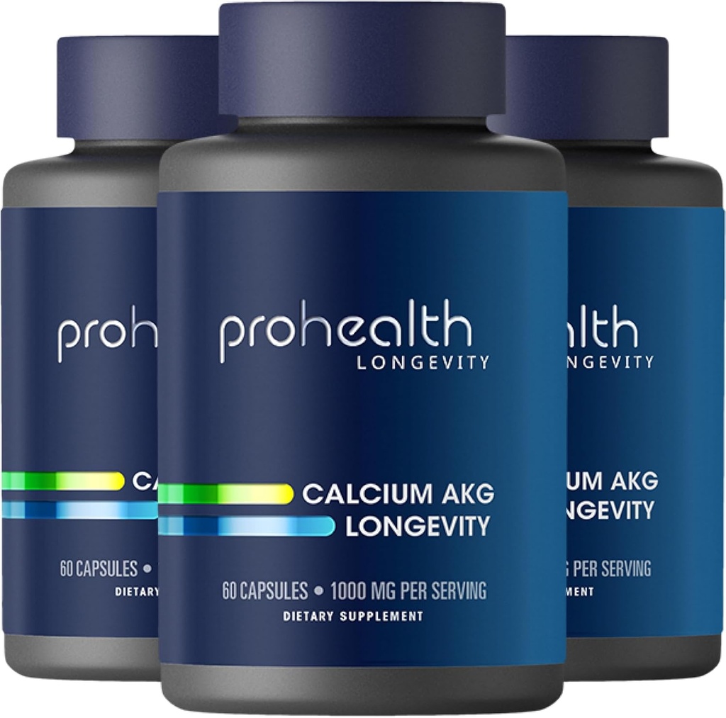 ProHealth, Ca AKG Supplement (Alpha Ketoglutarate) (1.000 mg pro 2 Kapsel Servieren, 60 Kapseln). Unterstützt Cellular Energy, Metabolic Funktion und gesunde Alterung Prozesse (3 Pack)