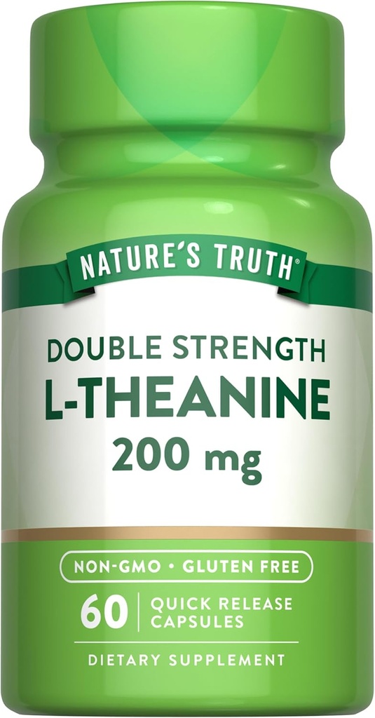 Nature's Truth L Theanine , 200mg , 60 Capsules à libération rapide , Supplément sans OGM et sans gluten