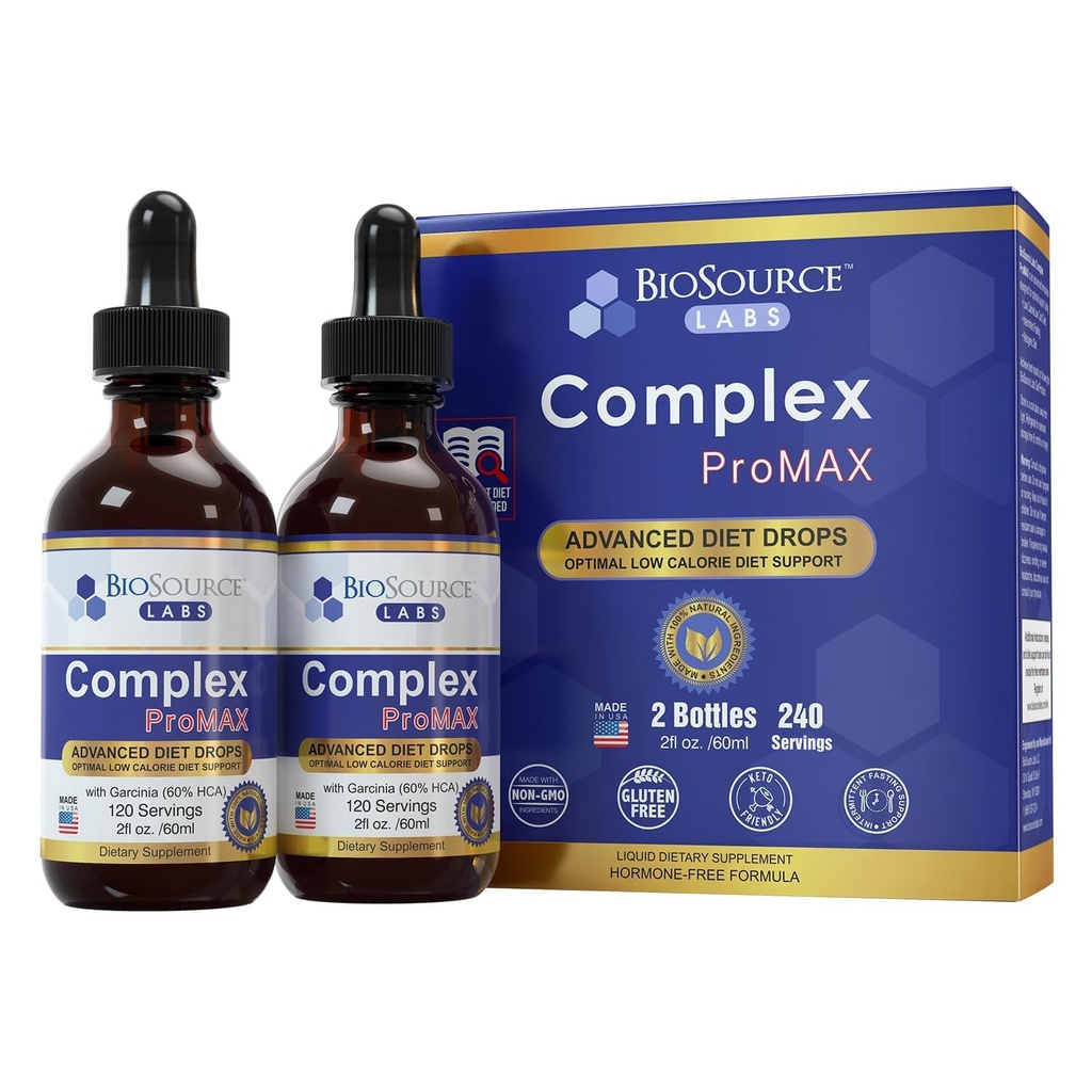 BioSource Labs Complex ProMAX Premium Diet Drops 2 oz (2 Bottle Pack) - 60 Day Supply
